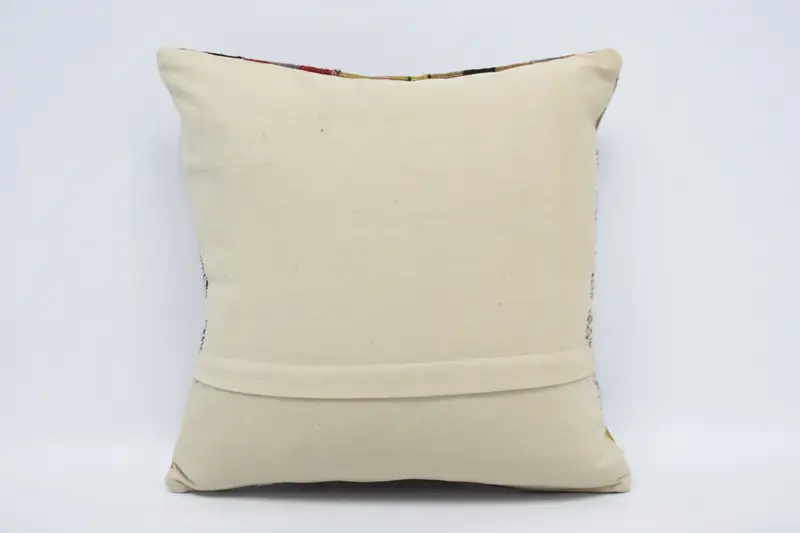Vintage Kilim Pillow, One Of A Kind Cushion, Pillow Case, 18x18 White Pillow Cover, Antique Pillows, Knitted Pillow Cover, Boho Pillow Sham Cover - 6