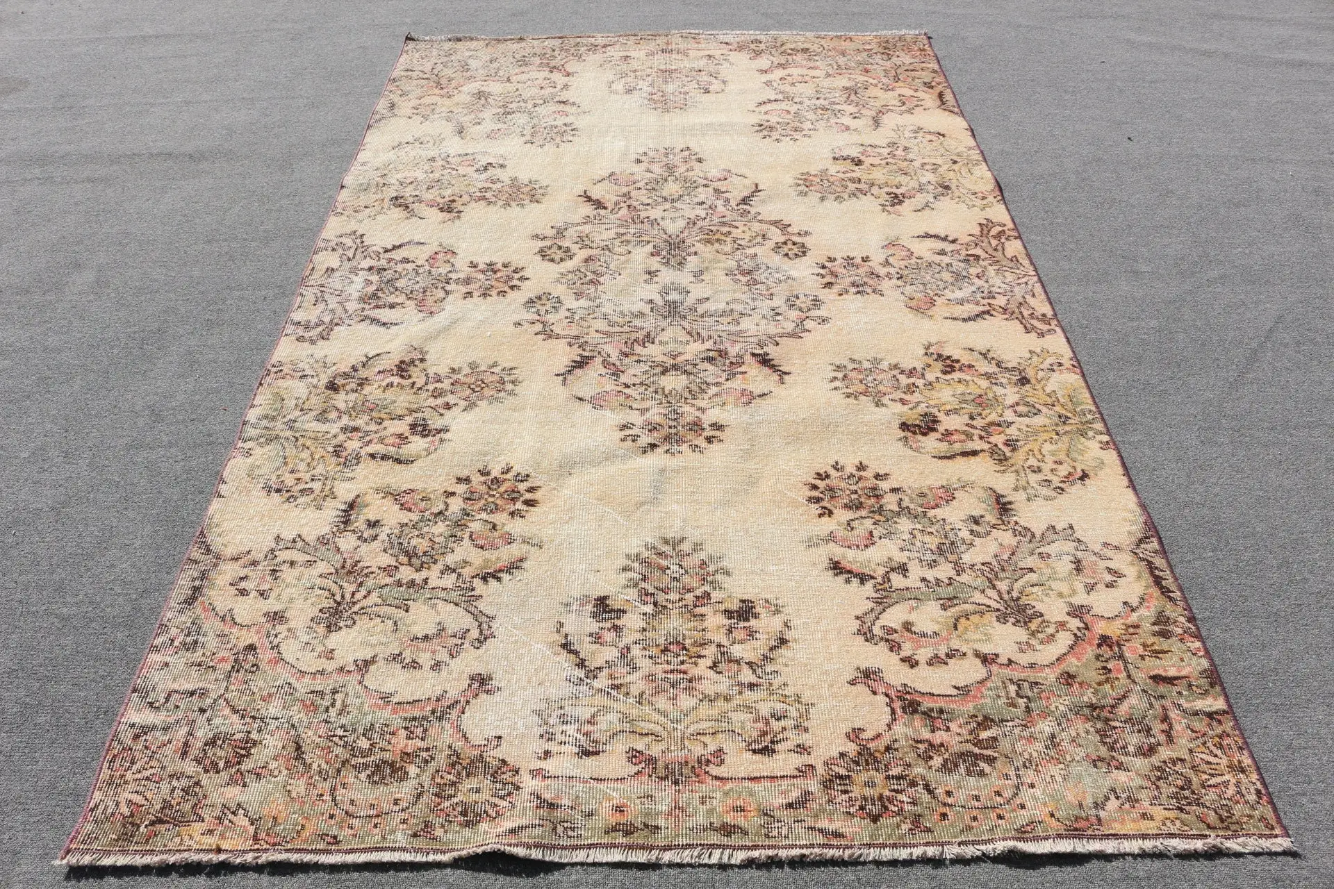 5.4x8.9 ft Large Turkish Rug, Brown Oriental Vintage Rug - 1