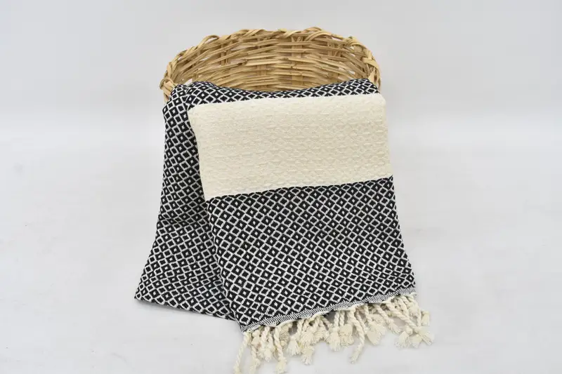 Personalized 70x40 Black Diamond Towel, Organic Cotton, Beach Towel