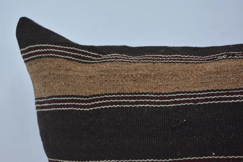 Brown & Beige Embroidered Geometric Pillow, 20x28 Inches, Handmade Throw Pillow - 2