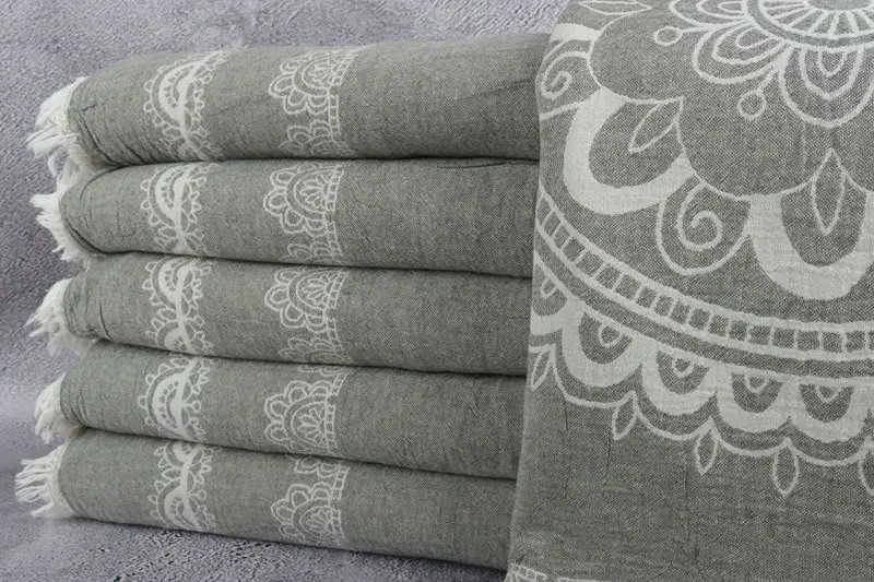 Oversized Beach Towel, Decorative Blanket, Turkish Blanket, Personalized Blanket, 88x80 Cotton Kilim Design Towel, Bachelorette Favor - 1