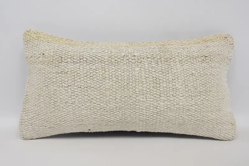 Beige Minimalist Throw Pillow Case, Woven 20x40 cm Euro Sham, Gift Cushion Case - 1