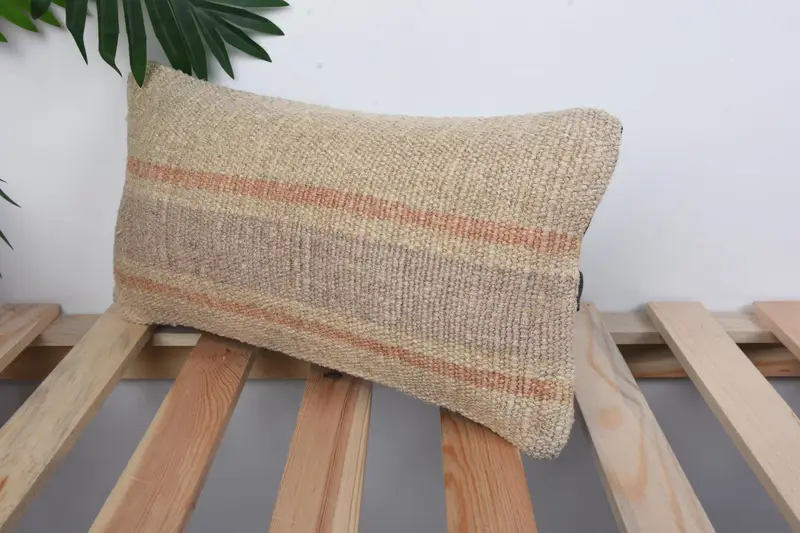 Kilim Cushion Sham, Boho Throw Pillow Case, 8x16 Beige Pillow, Cushion Cover, Interior Designer Pillow, Boho Chic Pillow Sham, Kilim Pillow - 5