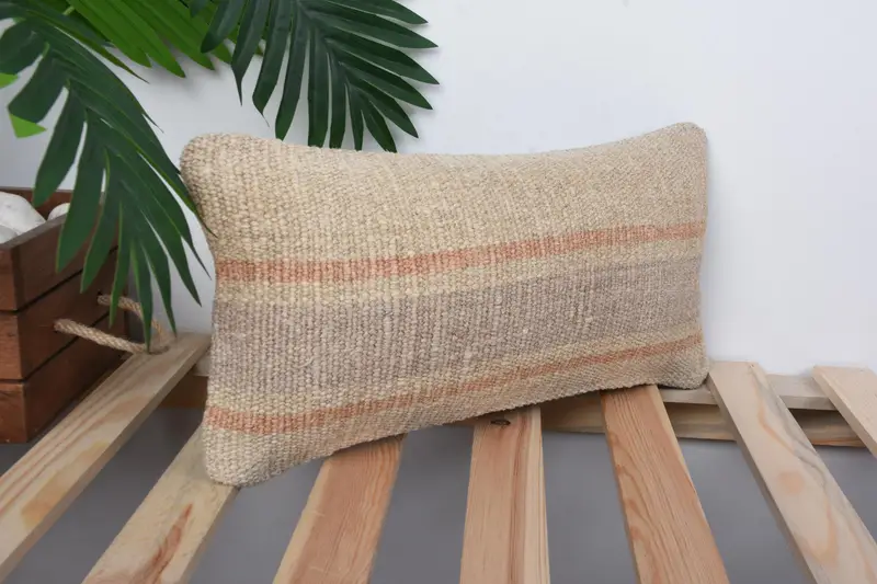 Kilim Cushion Sham, Boho Throw Pillow Case, 8x16 Beige Pillow, Cushion Cover, Interior Designer Pillow, Boho Chic Pillow Sham, Kilim Pillow - 4