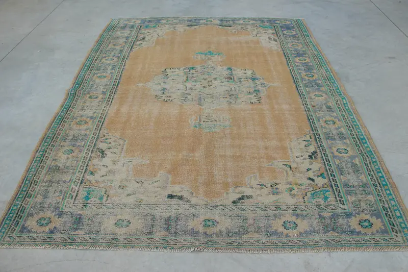 Vintage Büyük Halı, 6.5x8.2 ft Türk Halısı, Kahverengi Oryantal Yün Halı - 1