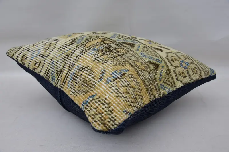 Antique Pillows, Cushion Case, Crochet Pattern Pillow Case, Interior Designer Pillow, 14x14 Beige Cushion Case, Kilim Pillow Cover - 6