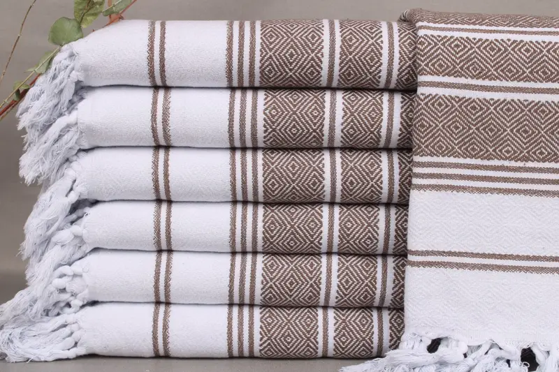 Dish Towel Personalized Brown-White Diamond, Bath Towel, Beige, 18x40 Inches
