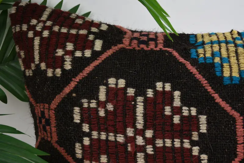 Retro Cushion, Handmade Kilim Cushion, Vintage Pillow, Sustainable Pillow Case, 16x48 Brown Cushion Case, Pillow Sham, Boho Pillow Sham Cover - 2