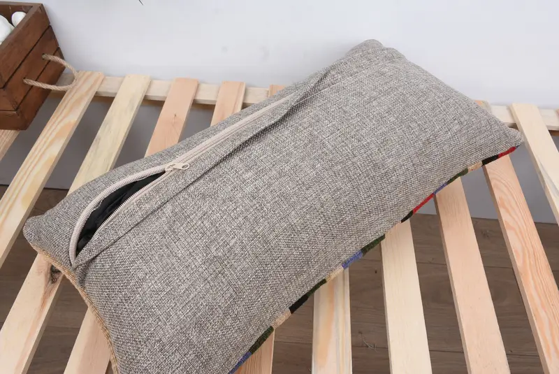 Turkish Kilim Pillow, Pillow for Sofa, Outdoor Bolster Pillow Cover, 12x24 Blue Pillow Case, Cushion Case, Meditation Pillow Cover, Turkish Pillow - 8