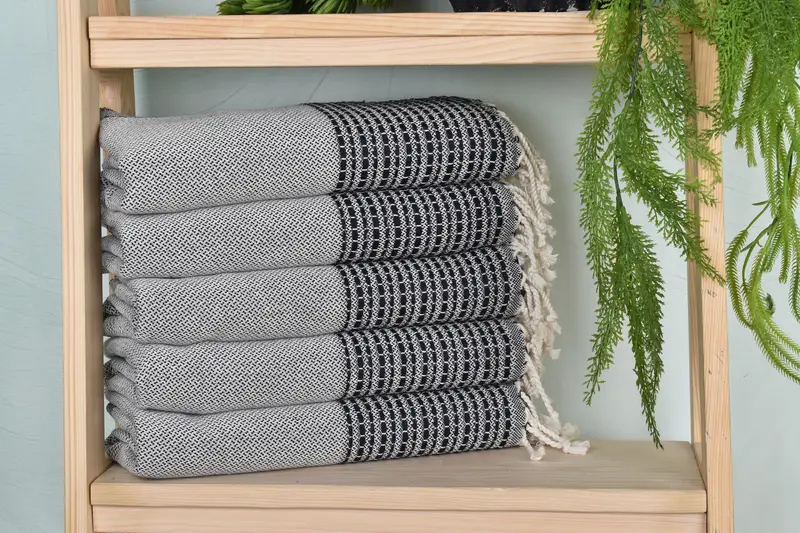 Custom Wedding Gifts, Striped Towel, 36x69 Inches Navy Cotton Towel