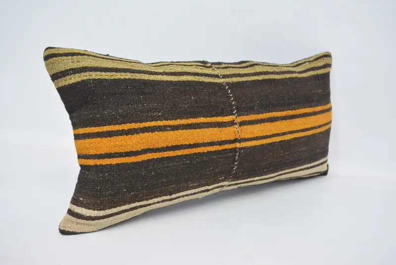 12x24 Brown Pillow Sham, Pillow for Couch, Pillow for Sofa, Vintage Kilim Throw Pillow, Authentic Pillow Sham, Knitted Cushion Case, Pillow Sham - 3