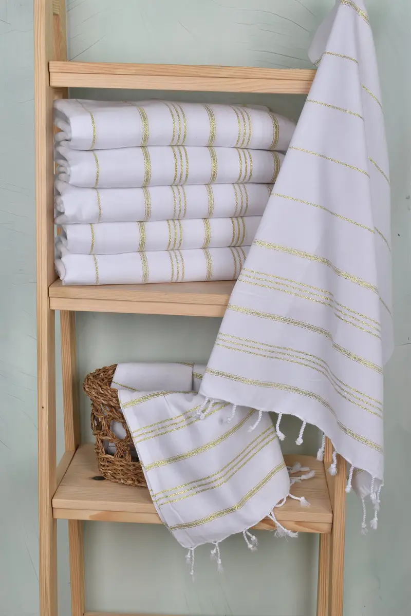 Turkish Towel Hand Towel, 40x24 Cotton Striped Towel, Home Decor Gifts, Wedding Favors, Bathroom Towels, Christmas Gift, Gift For The Home Decor - 3