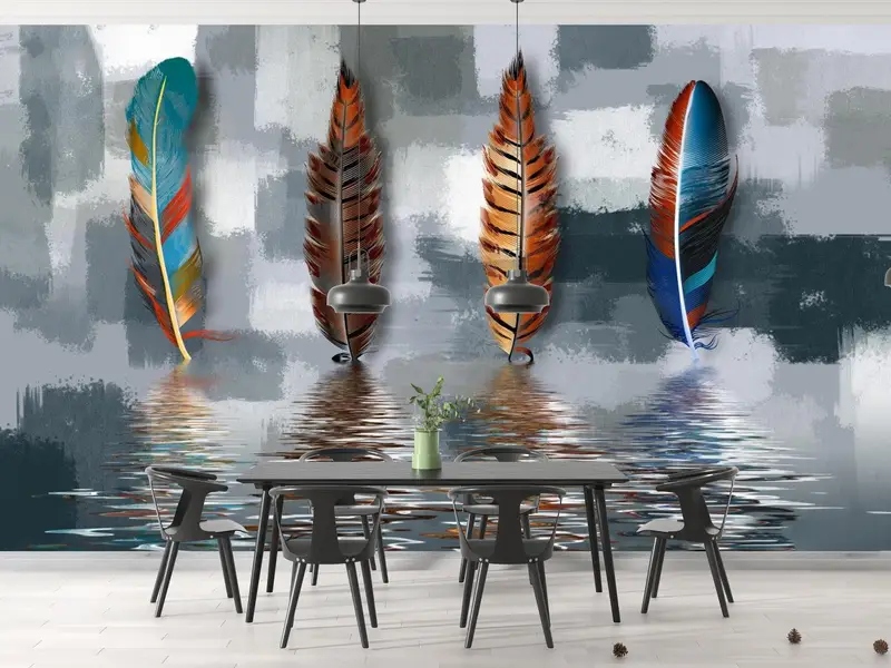 Tüyden Esinlenen Baskılı Duvar Kağıdı: Çağdaş Petrol Temalı Zarafet