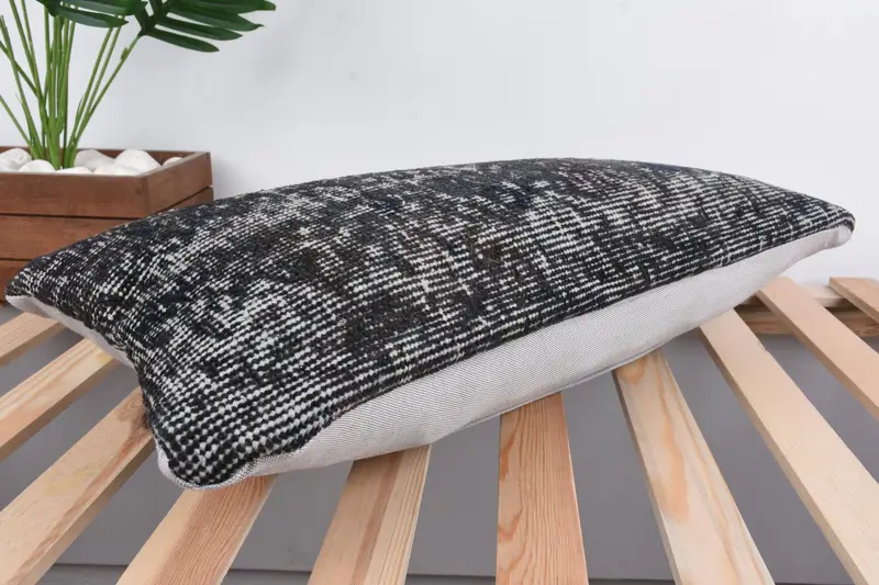 Authentic Cushion Cover, Kilim Pillow, 12x24 Black Pillow Sham, Turkish Pillow, Pillow Case, Personalized Gift Pillow Pillow, Pillow for Sofa - 6