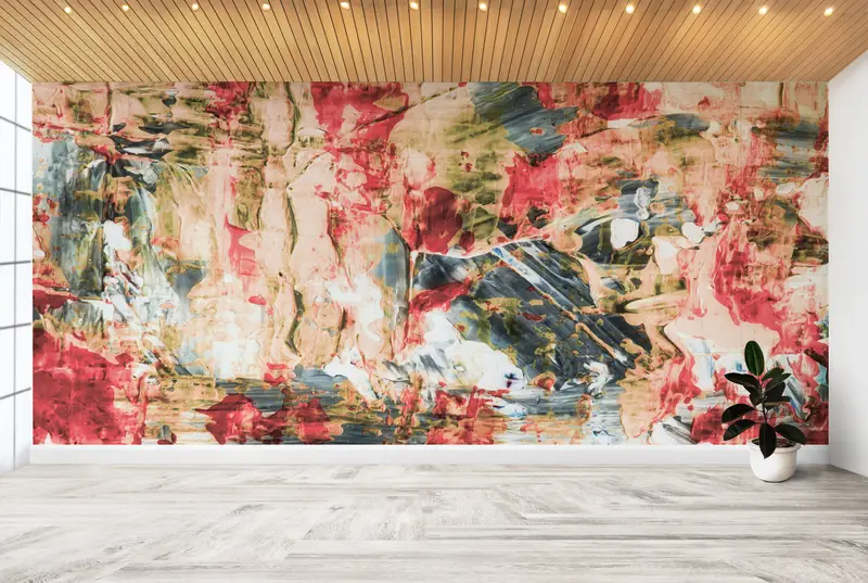 Moderne abstrakte rosa Acryl-Tapete: Zeitgenössisches, farbenfrohes Druckdesign