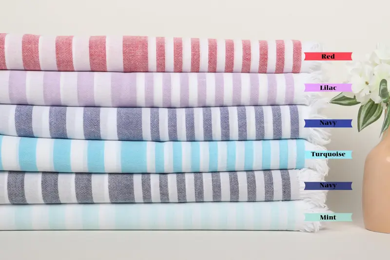 Bridal Shower Gift, Gift For Best Friend, Bachelorette Towel, Soft towel, Yoga Towel, Family Gift Basket, 68x40 Cotton Striped Towel, Wedding Favors - 1