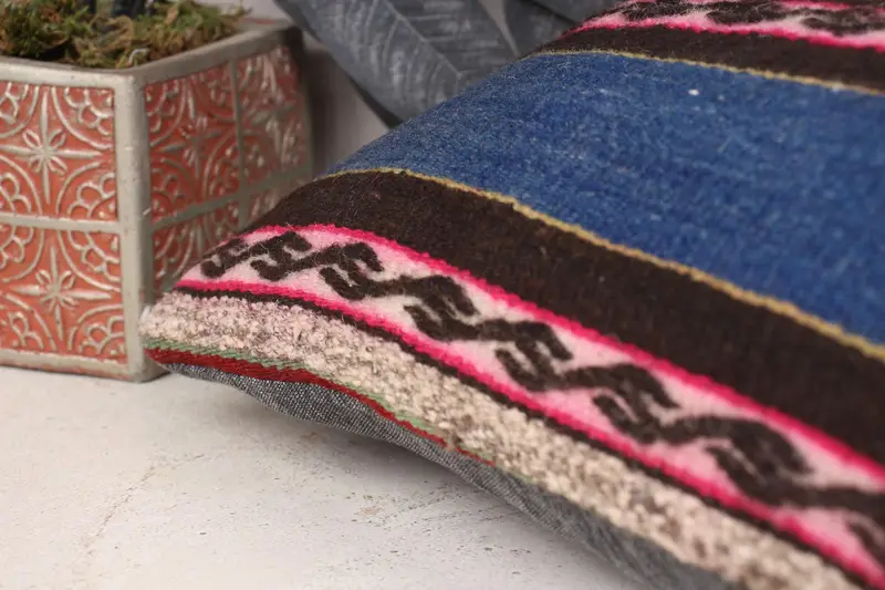 Antique Pillows, 12x24 Brown Cushion Case, Vintage Kilim Throw Pillow, Garden Pillow Sham, Cushion Case, Vintage Kilim Pillow - 7