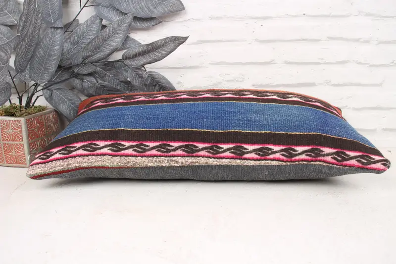 Antique Pillows, 12x24 Brown Cushion Case, Vintage Kilim Throw Pillow, Garden Pillow Sham, Cushion Case, Vintage Kilim Pillow - 5