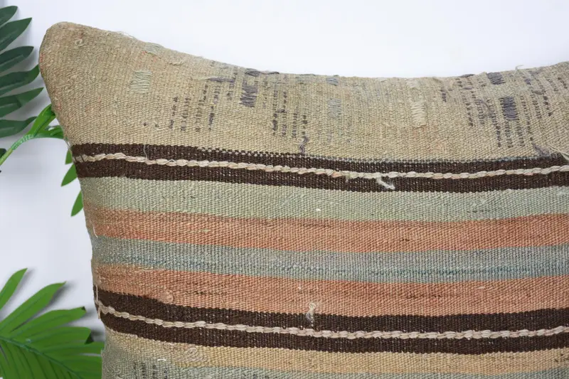 Pillow for Couch, Antique Pillows, Shabby Chic Cushion Cover, Pillow Cover, Boho Pillow, Handwoven Pillow Sham, 24x24 Beige Pillow Case - 2