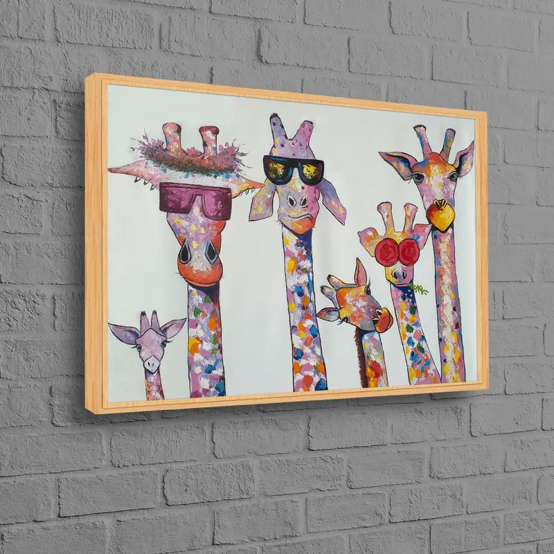 Modern Giraffe Abstract Canvas for Kids Room Nursery Decor