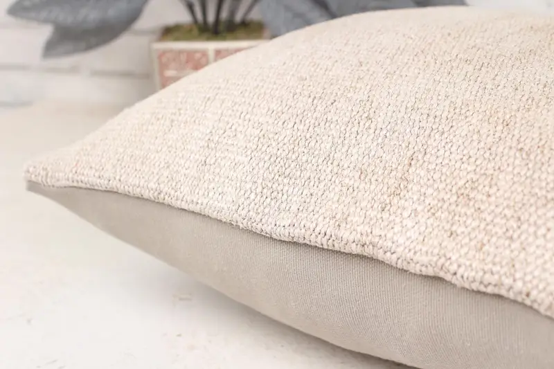 Kilim Pillow, Handmade Rug Seat Cushion Case, Pillow, Boho Pillow Sham Cover, Gift Pillow, 16x16 Beige Cushion, Knitted Pillow Sham - 7