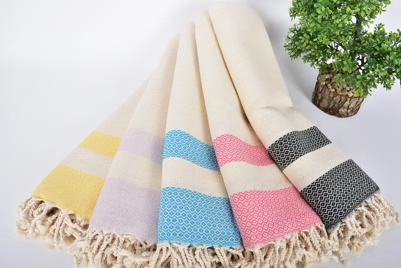 Turkish Towel Beach, Large Beach Towel Personalized, Organic Turkish towel, Bridesmaid Favors, Bachelor Gifts, 70x40 Cotton Geometric Towel - 3