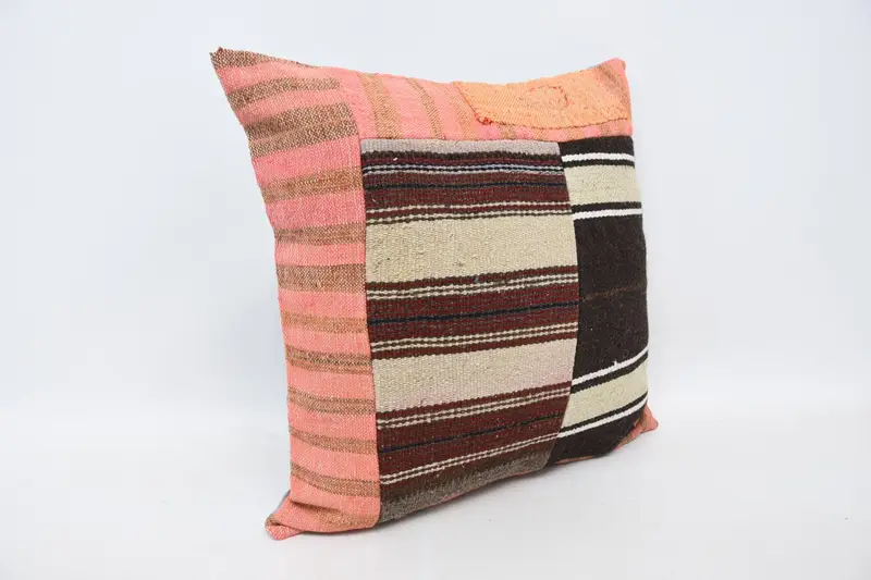 Turkish Pillow, Boho Chic Pillow Sham, Antique Pillows, Farmhouse Cushion Case, Cushion, 20x20 Brown Pillow Cover, Gift Pillow, Cotton Cushion - 3