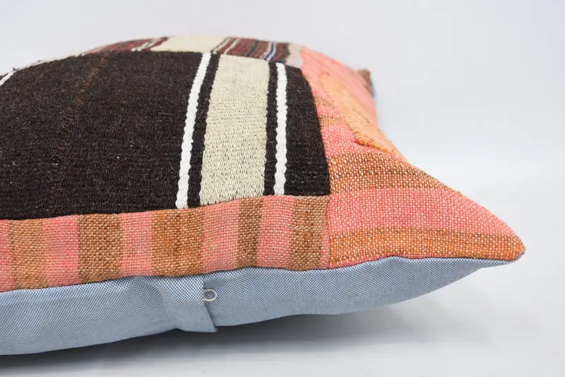 Turkish Pillow, Boho Chic Pillow Sham, Antique Pillows, Farmhouse Cushion Case, Cushion, 20x20 Brown Pillow Cover, Gift Pillow, Cotton Cushion - 5
