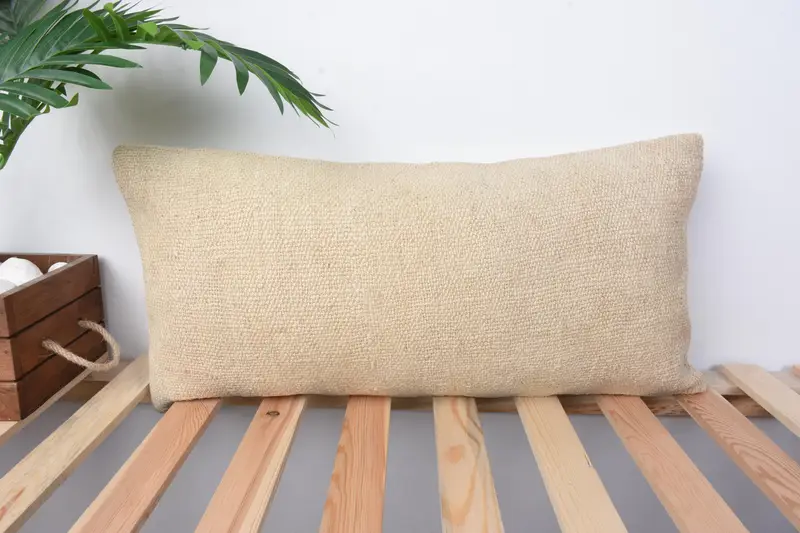 Ethnic Cushion Cover, Throw Kilim Pillow, Vintage Kilim Throw Pillow, Handmade Cushion, Pillow, 12x24 Beige Pillow Case, Turkish Pillow - 1