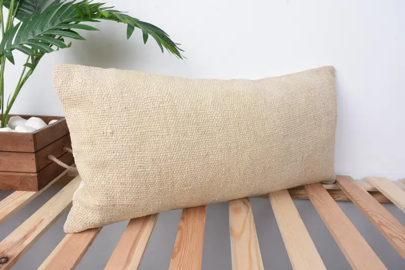 Ethnic Cushion Cover, Throw Kilim Pillow, Vintage Kilim Throw Pillow, Handmade Cushion, Pillow, 12x24 Beige Pillow Case, Turkish Pillow - 5