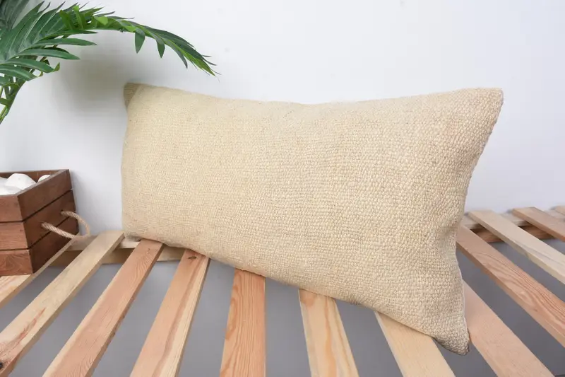 Ethnic Cushion Cover, Throw Kilim Pillow, Vintage Kilim Throw Pillow, Handmade Cushion, Pillow, 12x24 Beige Pillow Case, Turkish Pillow - 4