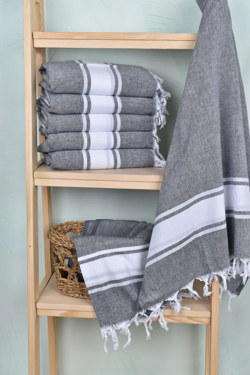 Antibacterial Turkish peshtemal towel, 70x40 Cotton Striped Towel, Personalized Bridesmaid Gift, Gym Towel, Travel towel, Summer Gift, Xmas Gifts - 3