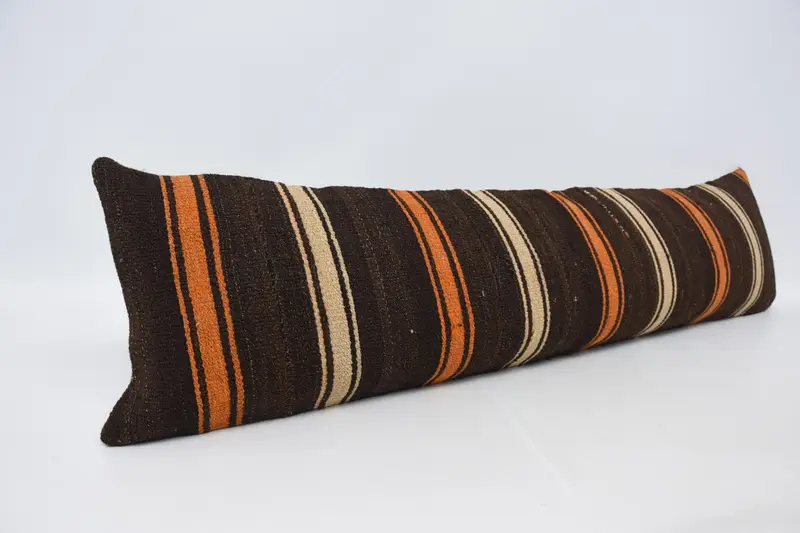 12x48 Brown Pillow Case, Vintage Kilim Pillow, Ethnic Throw Cushion Cover, Pillow Case, Antique Pillows, Interior Designer Pillow - 3
