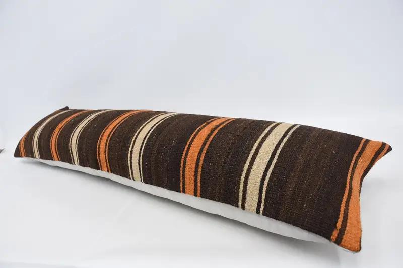 12x48 Brown Pillow Case, Vintage Kilim Pillow, Ethnic Throw Cushion Cover, Pillow Case, Antique Pillows, Interior Designer Pillow - 5