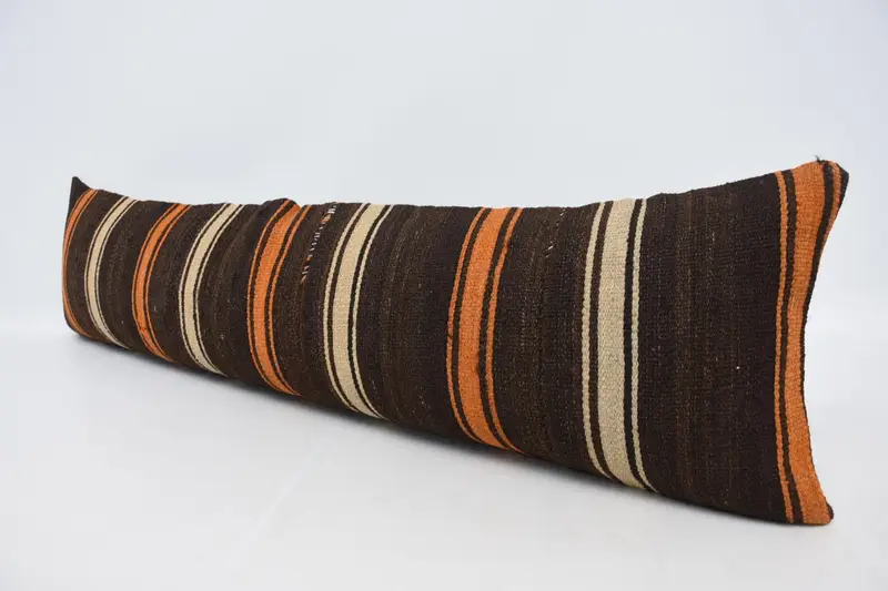 12x48 Brown Pillow Case, Vintage Kilim Pillow, Ethnic Throw Cushion Cover, Pillow Case, Antique Pillows, Interior Designer Pillow - 4
