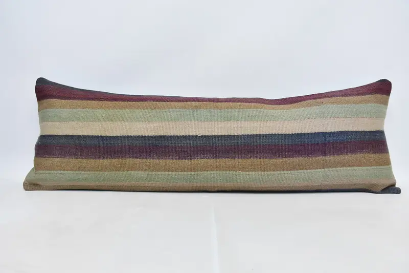 Handmade Kilim Cushion, Pillow, Kilim Pillow Cover, Turkish Pillow, 16x48 Beige Cushion, Garden Cushion, Morroccon Kilim Cushion Pillow - 1