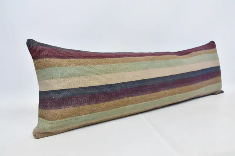 Handmade Kilim Cushion, Pillow, Kilim Pillow Cover, Turkish Pillow, 16x48 Beige Cushion, Garden Cushion, Morroccon Kilim Cushion Pillow - 3
