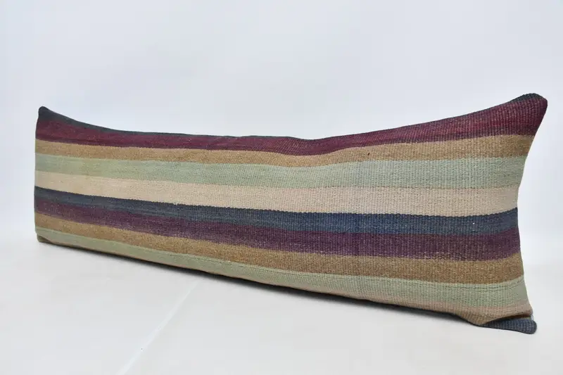 Handmade Kilim Cushion, Pillow, Kilim Pillow Cover, Turkish Pillow, 16x48 Beige Cushion, Garden Cushion, Morroccon Kilim Cushion Pillow - 4