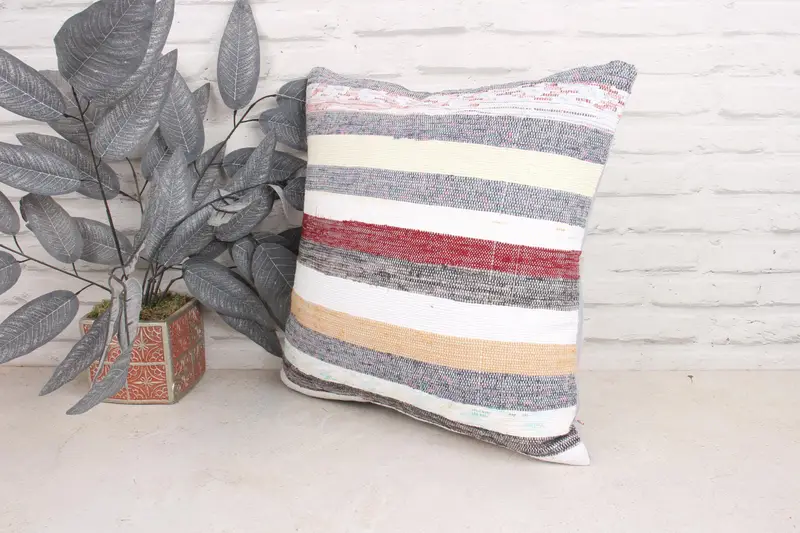Boho Pillow, Authentic Cushion Cover, Kilim Pillow, 18x18 White Cushion Case, Kilim Pillow Cover, Pillow Sham, One Of A Kind Pillow Sham - 4