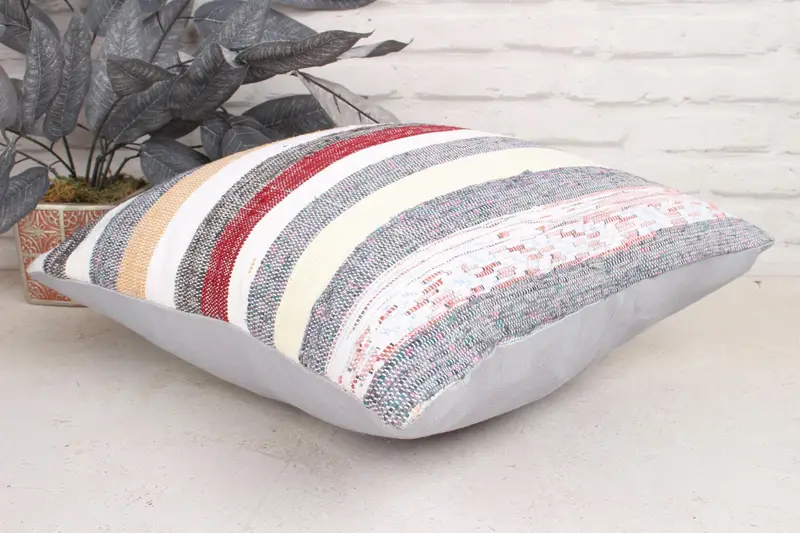 Boho Pillow, Authentic Cushion Cover, Kilim Pillow, 18x18 White Cushion Case, Kilim Pillow Cover, Pillow Sham, One Of A Kind Pillow Sham - 6