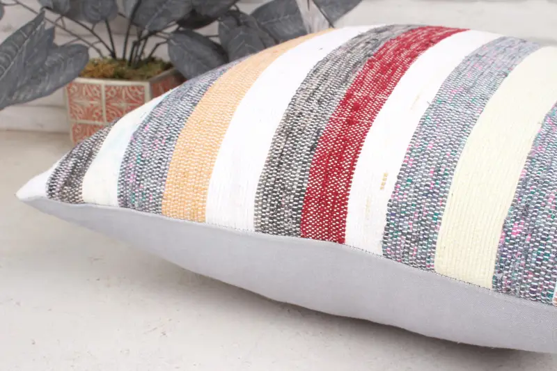 Boho Pillow, Authentic Cushion Cover, Kilim Pillow, 18x18 White Cushion Case, Kilim Pillow Cover, Pillow Sham, One Of A Kind Pillow Sham - 7