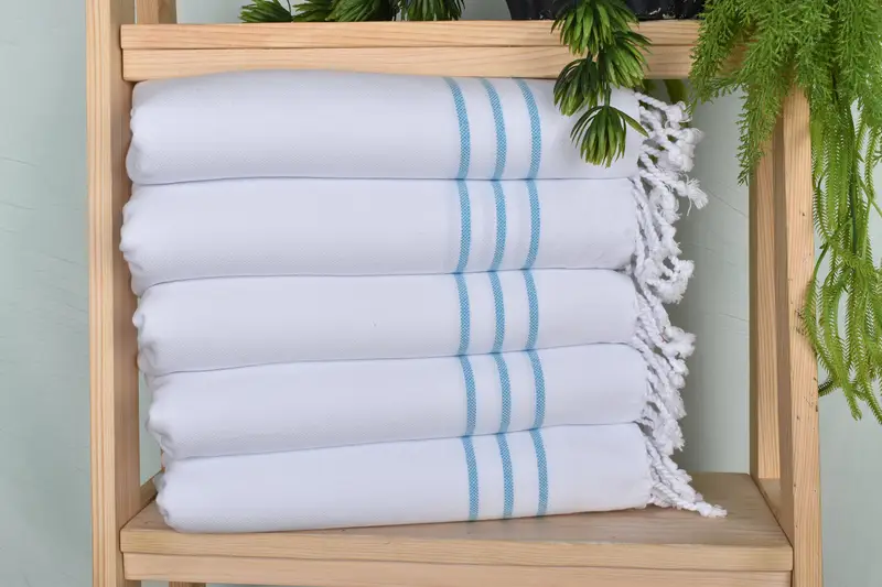 Organic Towel, Custom Hand Towel, Wedding Gift, 40x24 Cotton Striped Towel, Bathroom Towels, First Wedding Anniversary Gift, Birthday Gift - 1