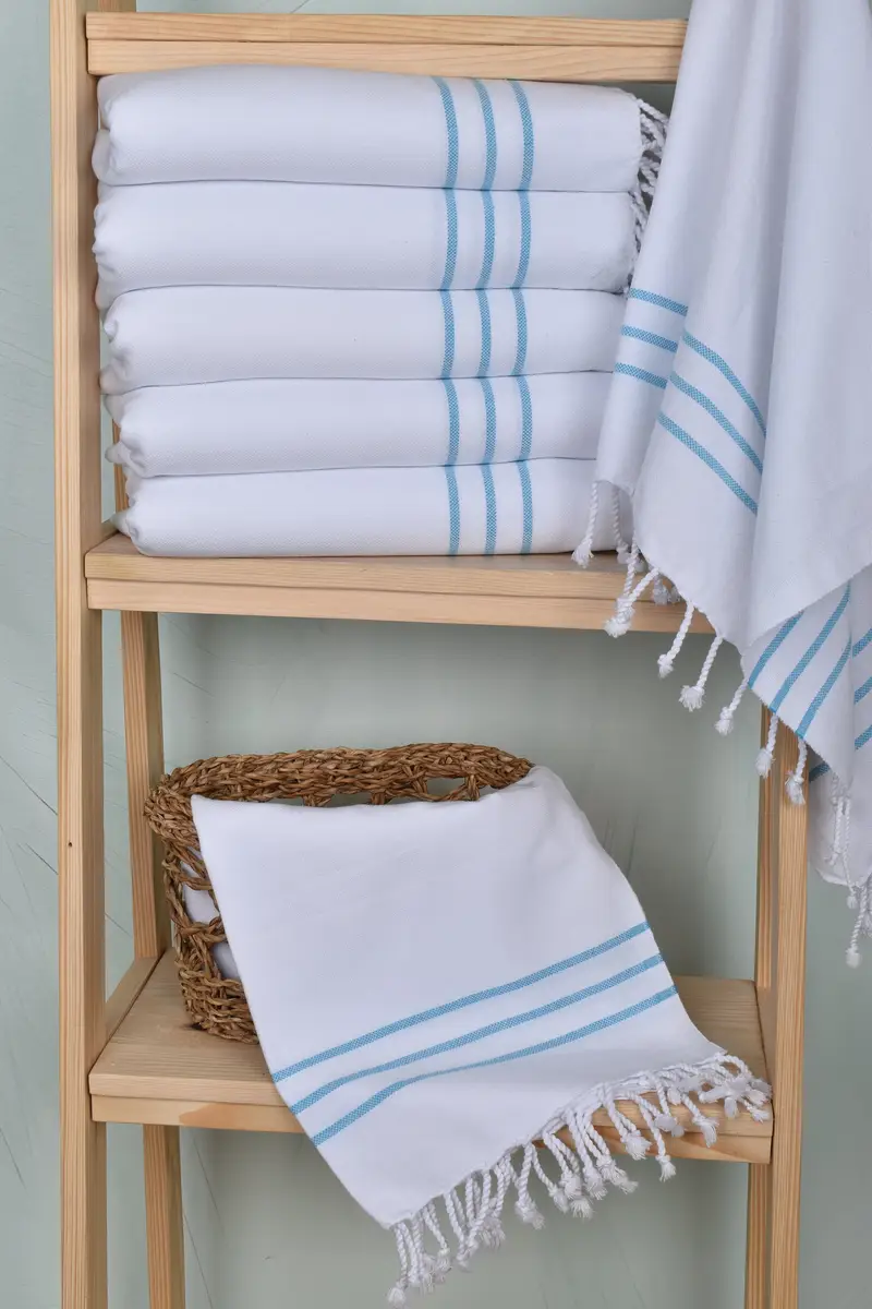 Organic Towel, Custom Hand Towel, Wedding Gift, 40x24 Cotton Striped Towel, Bathroom Towels, First Wedding Anniversary Gift, Birthday Gift - 3