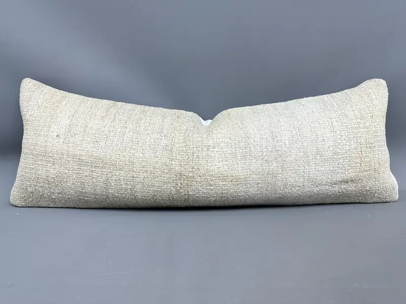 Almohada de lanzamiento del suroeste hecha a mano, cojín de lino beige con cremallera