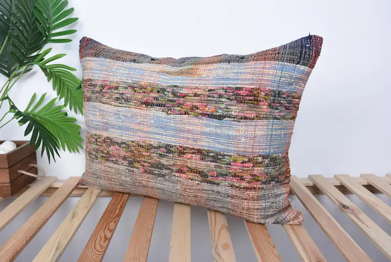 Sofa Pillow Sham, Turkish Pillow, 20x28 Blue Pillow Sham, Boho Pillow, Authentic Cushion, Pillow Case, Vintage Throw Pillow Case, Kilim Pillow - 5