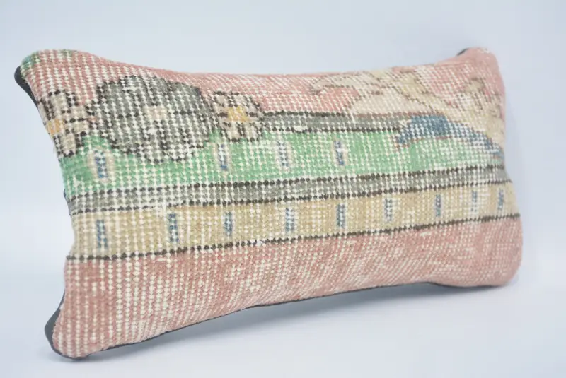 Gift Pillow, 8x16 Green Cushion Case, Cushion, Lounge Throw Cushion, Ethnical Kilim Rug Pillow, Pillow for Sofa, Oriental Pillow Sham - 3