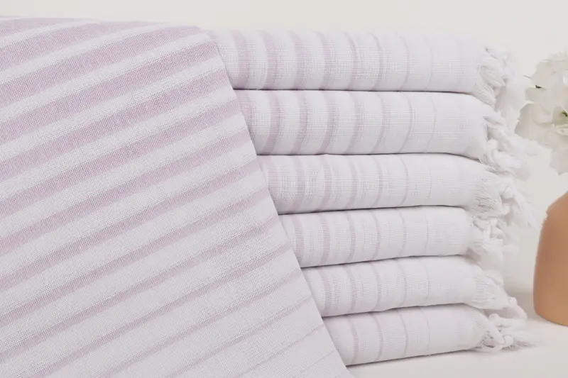 Custom Turkish Towel, Personalized Lilac Striped Towel, 40x69 Inches