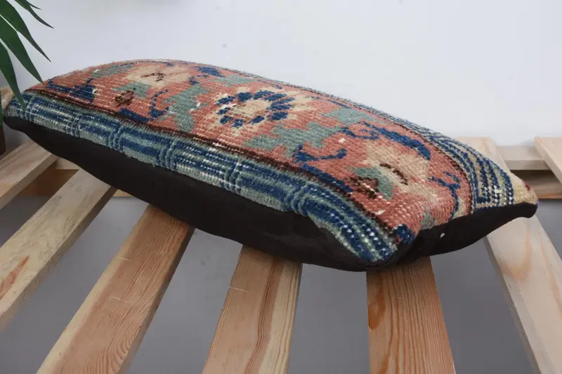 Vintage Kilim Pillow, Kilim Cushion Sham, Aztec Pillow Case, Antique Pillows, Ikat Cushion, Cushion Cover, 8x16 Red Cushion - 6