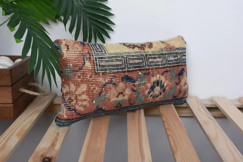 Vintage Kilim Pillow, Kilim Cushion Sham, Aztec Pillow Case, Antique Pillows, Ikat Cushion, Cushion Cover, 8x16 Red Cushion - 4