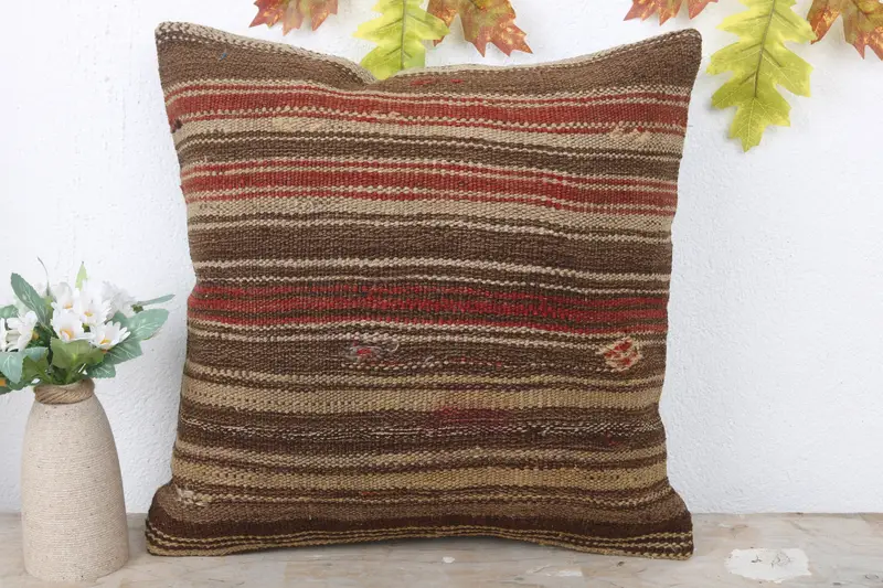 Vintage Throw Cushion, 16x16 Red Cushion Case, Gift Pillow, Kilim Pillow Cover, Pillow Case, Nomadic Cushion Case, Turkish Kilim Pillow - 2